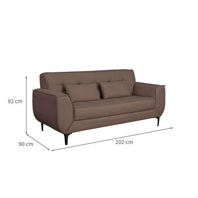 Sofá 3 Lugares Piacenza Linho Marrom 202 cm