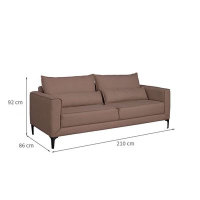 Sofá 3 Lugares Versatti Linho Marrom 210 cm