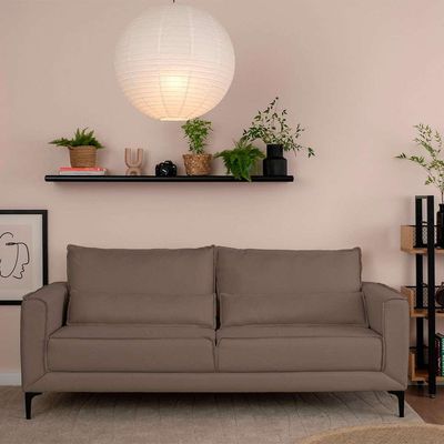 Sofá 3 Lugares Versatti Linho Marrom 210 cm