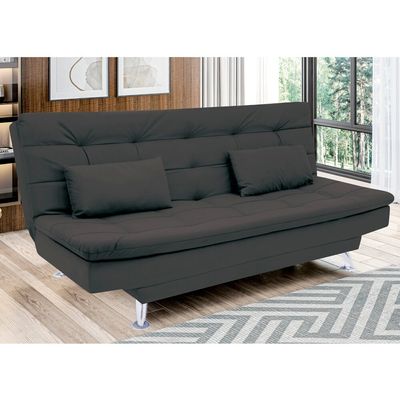 Sofá-Cama 1,90 Metros Linoforte Melissa, Suede Veludo, Espuma D-33 Cinza