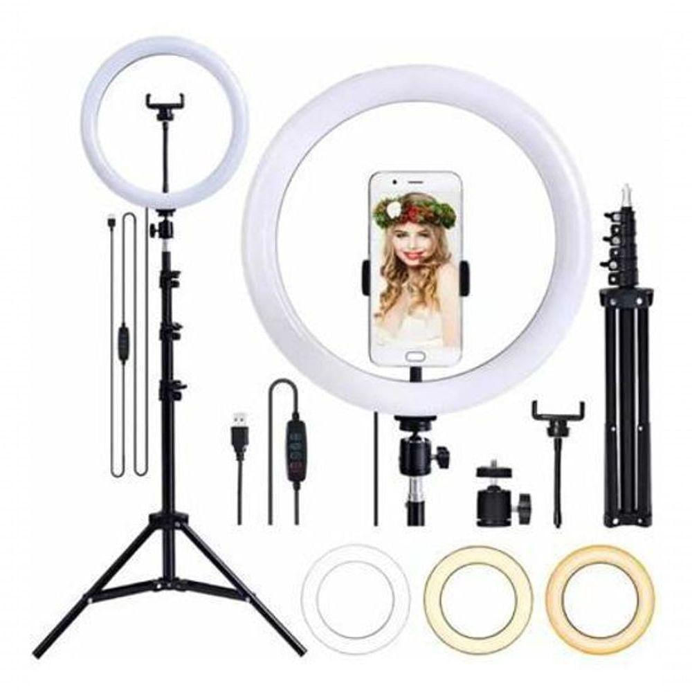 Ring Light Led Iluminador 26Cm Completo + Tripé 2.1M