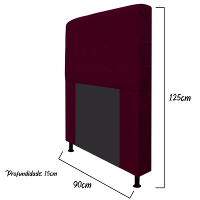 Cabeceira Estofada Dama 90 Cm Solteiro Suede Bordô