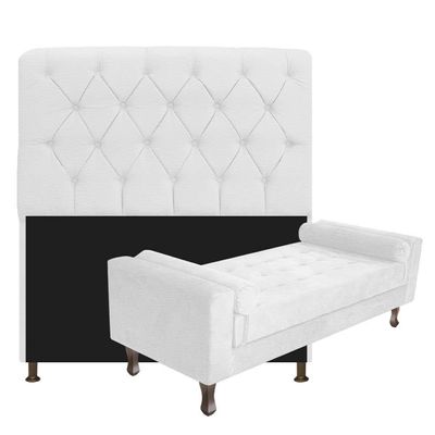 Cabeceira Solteiro Lady e Recamier 100 cm kit Corano Branco