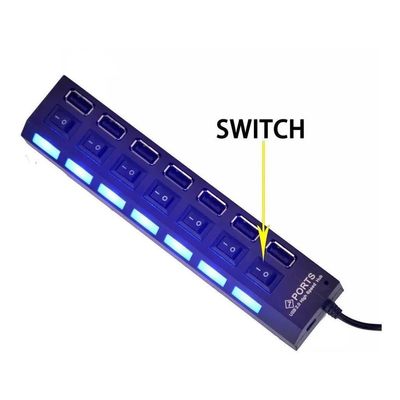 Hub Usb 7 Portas Chave Seletora 2.0 Pendrive Teclado Mouse