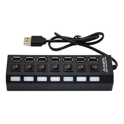 Hub Usb 7 Portas Chave Seletora 2.0 Pendrive Teclado Mouse