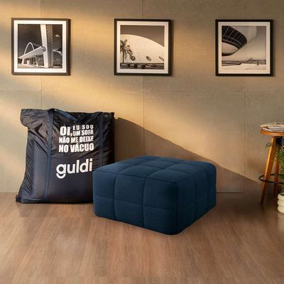 Módulo Puff Sofá Guldi Popup Linho Azul
