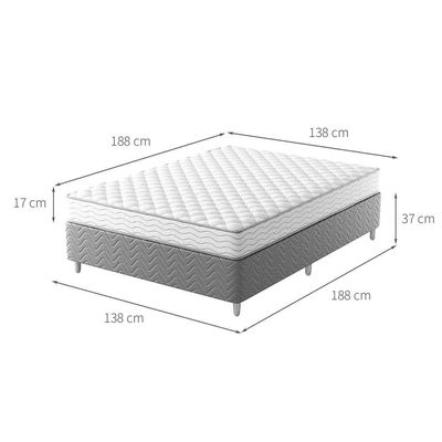 Cama Box com Colchão Casal Howie Espuma D45 (17x138x188) Branco e Cinza
