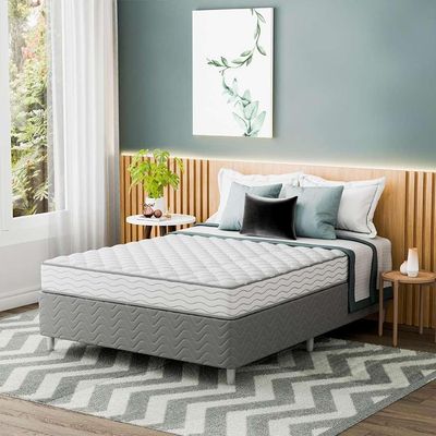 Cama Box com Colchão Casal Howie Espuma D28 (17x138x188) Branco e Cinza