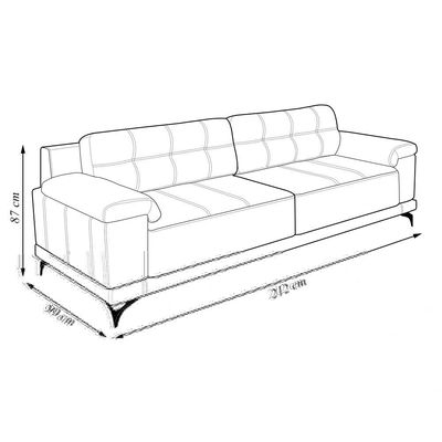 Sofá Living 3 lugares 212cm Agostino Pés Design em Ferro Couro Capuccino G52 - Gran Belo