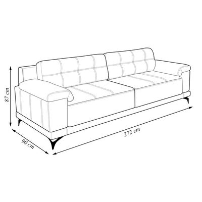 Sofá Living 4 lugares 272cm Agostino Pés Design em Ferro Couro Caramelo G52 - Gran Belo