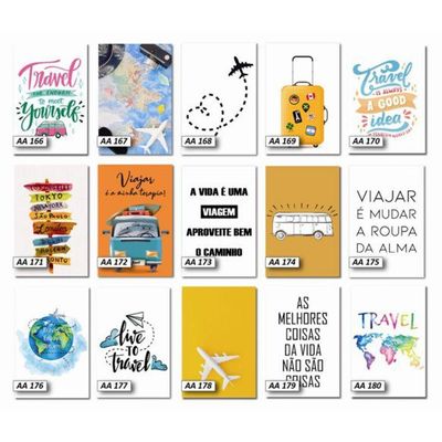 Kit Placas Quadros Decorativos 20 x 30 Travel 5 Unidades