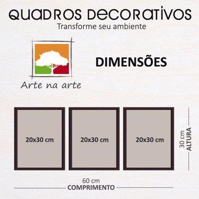 Conjunto Quadros Decorativos 3 peças MDF 20x30 Gratidão
