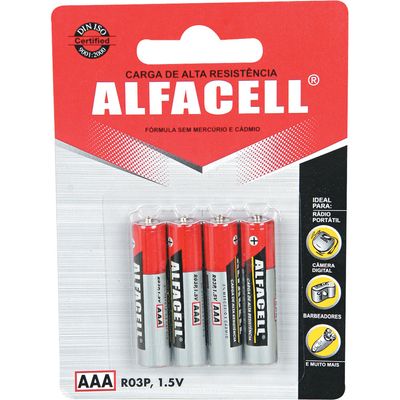Kit 20 Cartelas Pilha Palito com 4 Unidades R03P4B Alfacell