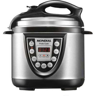 Panela de Pressão Elétrica 800W Mondial Pratic Cook PE09 127V - Prata/Preta