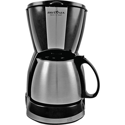 Cafeteira 15 Xícaras com Jarra Inox Britânia 15 TEMP  Preta/Prata 220V
