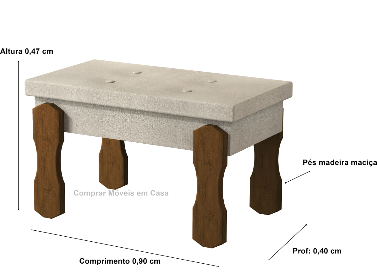Puff, Banqueta, Recamier Captone Madri Pés de Madeira 0,97 Cor Bege - Comprar Moveis em Casa