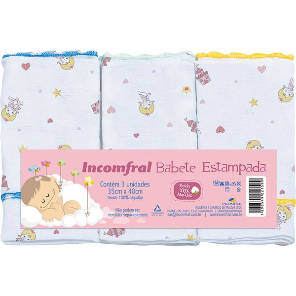 Babete Luxo Estampado com 3 Unidades Feminino 39525 Incomfral