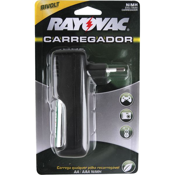 Recarregador com 2 Pilhas AA Rayovac Econômico PS61