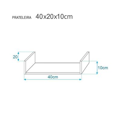 Prateleira U 40 X 20cm Amarela Suporte Invisível