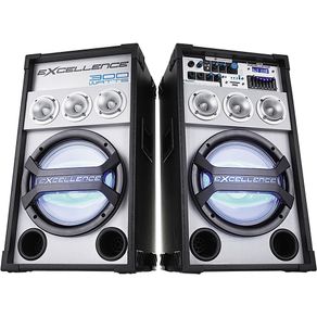 Conjunto 2 Caixas Amplificadas MP3 FM Bluetooth Microfone 300WRMS NKS Excellence PK3000