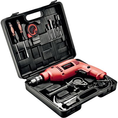 Kit Furadeira de Impacto 650W 3/8" Mondial Oficina NFFI-07M com 12 Peças e Maleta 127V