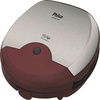 Sanduicheira Grill Philco Mini Inox Prata/Vermelha 127V