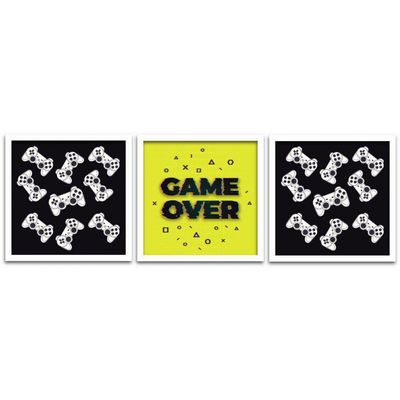 Conjunto Quadros Decorativos 3 peças 50x50 Gamer