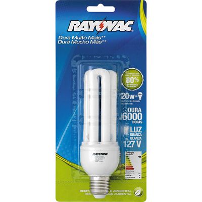 Lâmpada Eletrônica 20W Compacta Rayovac 127V Branca