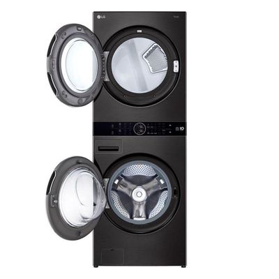 Lavadora e Secadora Elétrica Smart LG WashTower 17kg Aço Escovado Preto AIDD WK17BS6A 220V