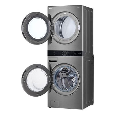 Lavadora e Secadora Elétrica Smart LG WashTower 17kg Aço Escovado AIDD WK17VS6A 220V