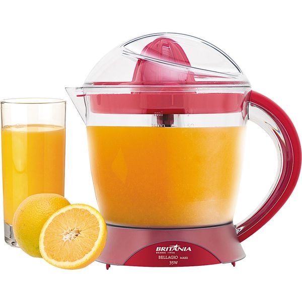 Espremedor de Laranja 1.5L Britânia Bellagio Maxx com Dupla Rotação e Acionamento Automático Vermelho 220V