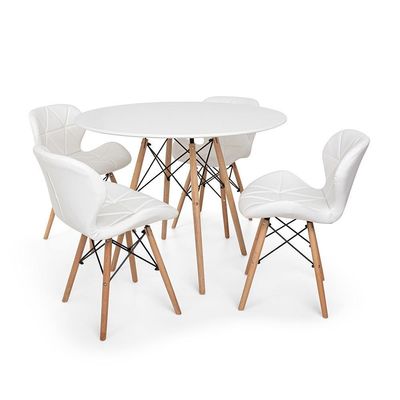 Kit Mesa Jantar Eiffel 90cm Branca 04 Cadeiras Slim Branca