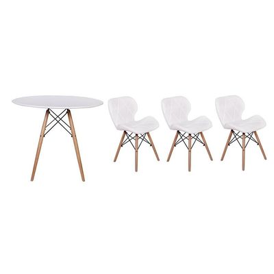 Kit Mesa Jantar Eiffel 90cm Branca 03 Cadeiras Slim Branca