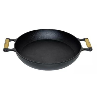 Frigideira Paella Grande 6,8 Lts Ferro Fundido 2 Alças Tampa Vidro Santana 36cm