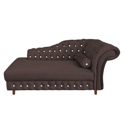 Divã Chesterfield Capitonado Marrom com Strass Suede Drossi