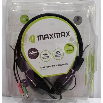 Headphone Microfone Hi-Fi Controle Volume Maxmax Fio 2.5M