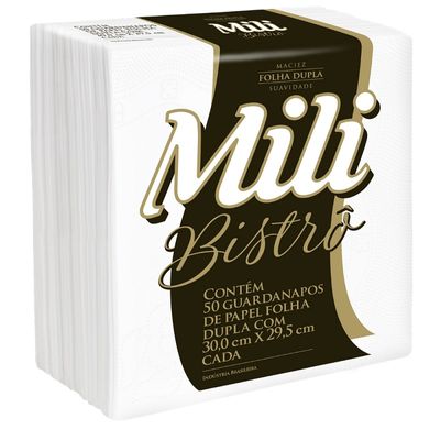 Guardanapo Mili Bistrô Folha Dupla   30 x 29,5 cm     16 pacotes c/ 50 unidades