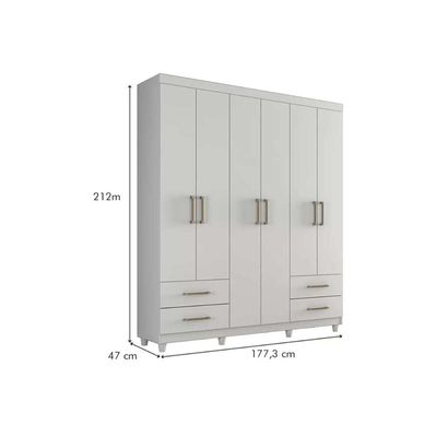 Guarda Roupa Solteiro 6 Portas e 4 Gavetas Canadá Plus Cinamomo/Off White - Conquista