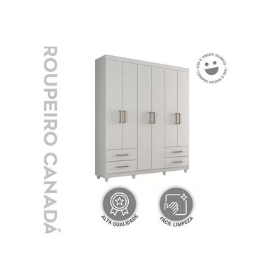 Guarda Roupa Solteiro 6 Portas e 4 Gavetas Canadá Plus Cinamomo/Off White - Conquista