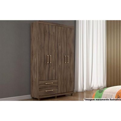 Guarda Roupa Solteiro 4 Portas e 2 Gavetas Canadá Plus Cinamomo/Off White - Conquista