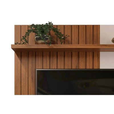 Home p/TV até 55 Polegadas Athenas c/ Prateleira Nichos e Rodapé 150x179cm Cedro/Bali - DJ Móveis