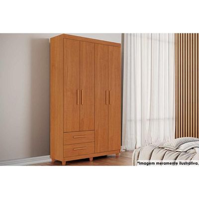 Guarda Roupa Solteiro 4 Portas e 2 Gavetas Canadá Plus Cinamomo - Conquista