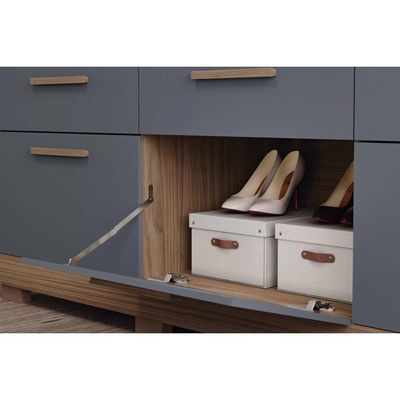 Guarda Roupa Casal 6 Portas e 5 Gavetas c/ Espelho Porto Cinamomo/Off White - Panan