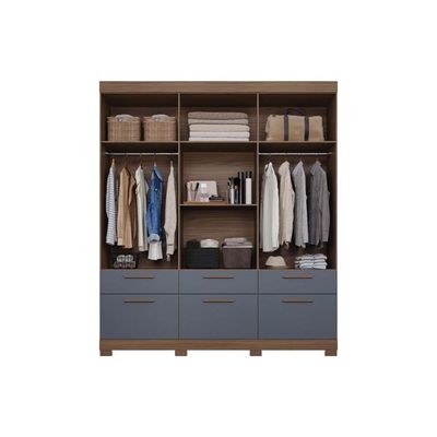 Guarda Roupa Casal 6 Portas e 5 Gavetas c/ Espelho Porto Cinamomo - Panan