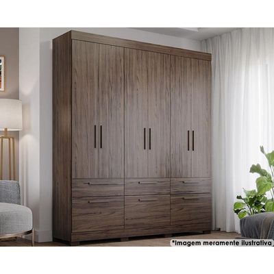 Guarda Roupa Casal 6 Portas e 5 Gavetas Porto Cinamomo/Off White - Panan