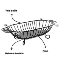Fruteira De Mesa Rustica Ferro E Madeira Artesanal