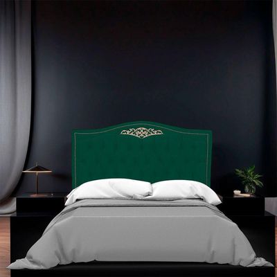 Cabeceira King Size Estofada Para Cama Box Maitê Veludo Cor Verde Esmeralda