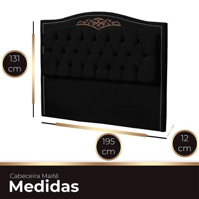 Cabeceira King Size Estofada Para Cama Box Maitê Veludo Cor Preto