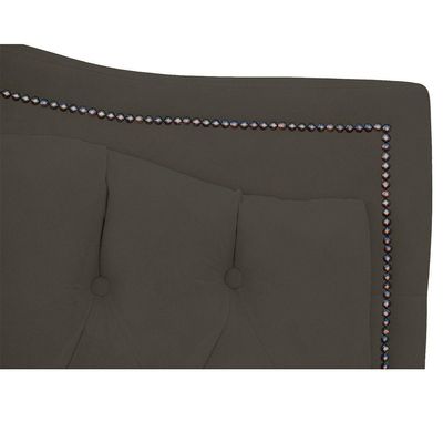 Cabeceira Casal Queen Size Estofada Para Cama Box Maitê Veludo Cor Tabaco