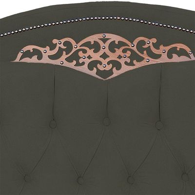 Cabeceira Casal Queen Size Estofada Para Cama Box Maitê Veludo Cor Tabaco